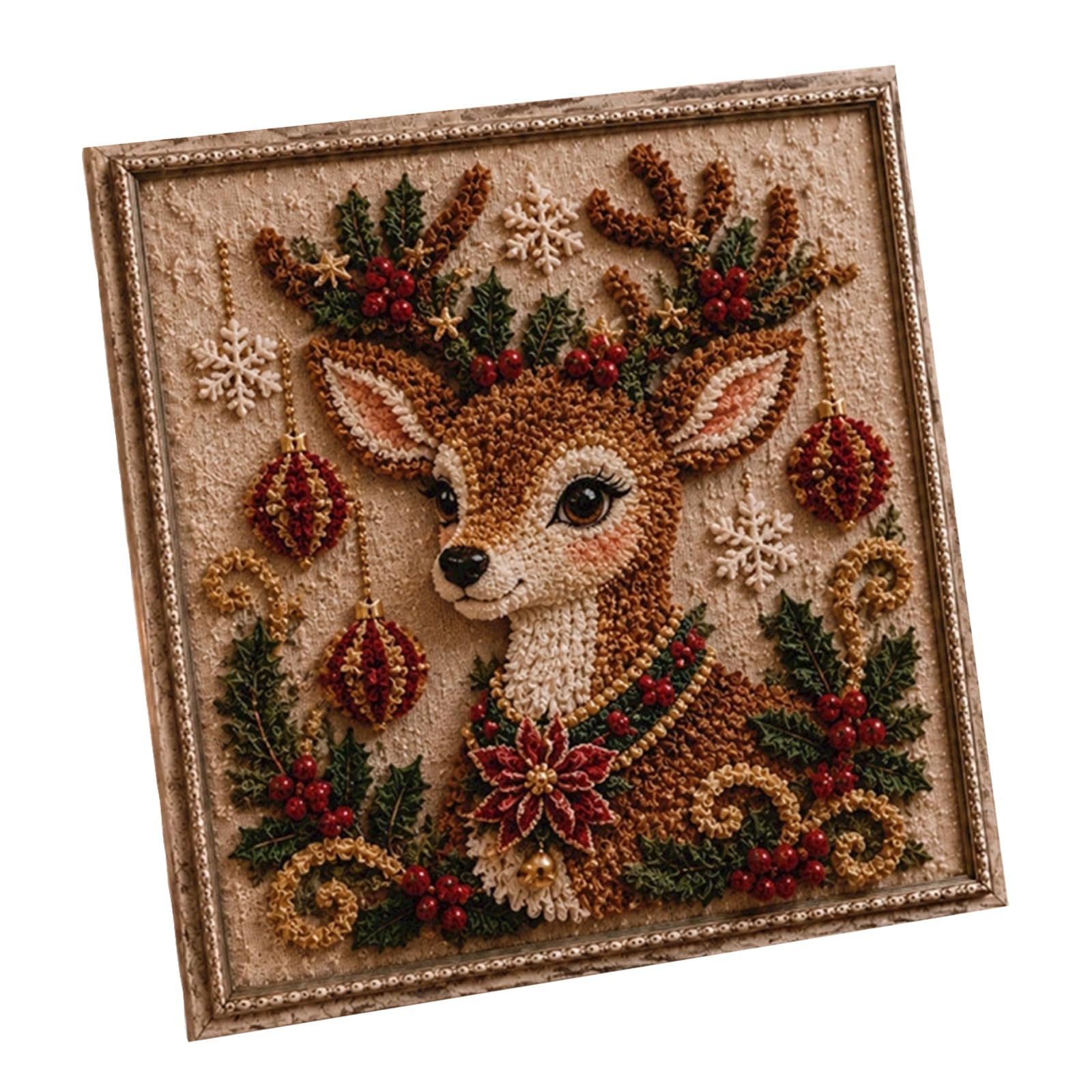 3D Fabric Poke Art Cute Reindeer Kit Christmas Craft Adults