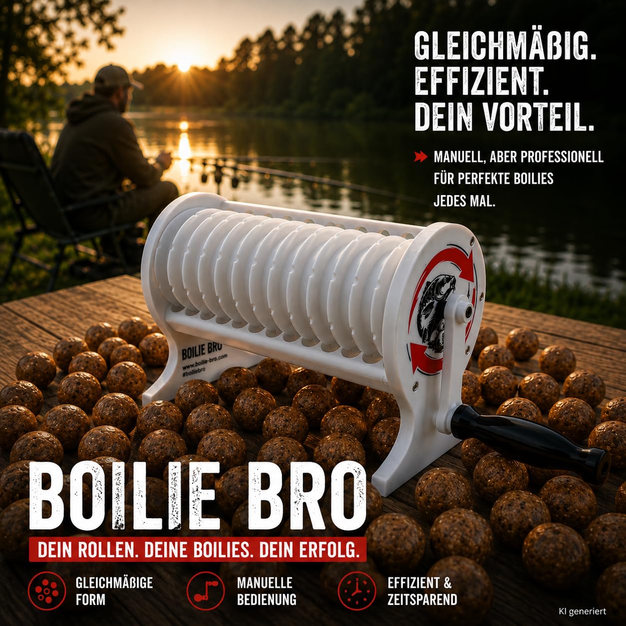 Generisch Boilie Bro Manueller Boilie Roller 20 mm – Boilies schnell & gleichmäßig selber Rollen – Boilie Maker für Karpfenangler – robuste Konstruktion – Karpfen – Made für Hobby & Profi