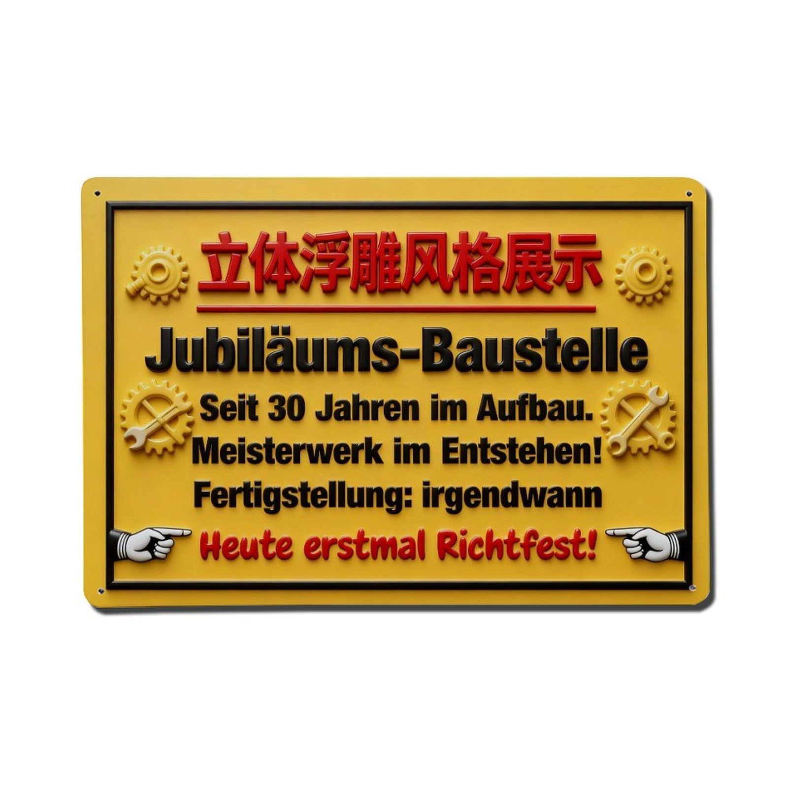 Attention Anniversary Construction Site 30 Years Metal Tin Sign Plaque