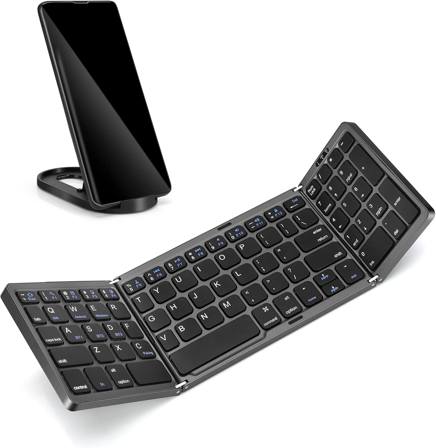 Laelr Foldable Bluetooth Keyboard Wireless Keyboard with Numeric Keypad
