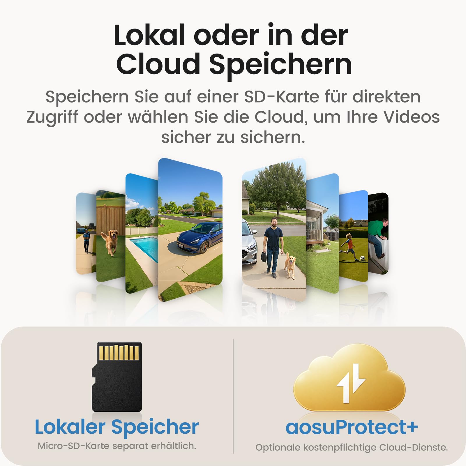 aosu 2K Überwachungskamera Aussen Solar Akku, 3MP 360° PTZ & KI, PIR | 360° PTZ, Licht- und Tonalarm, 2-Wege-Audio, Automatischer Personenverfolgung, Nachtsicht, IP65, Automatische Verfolgung