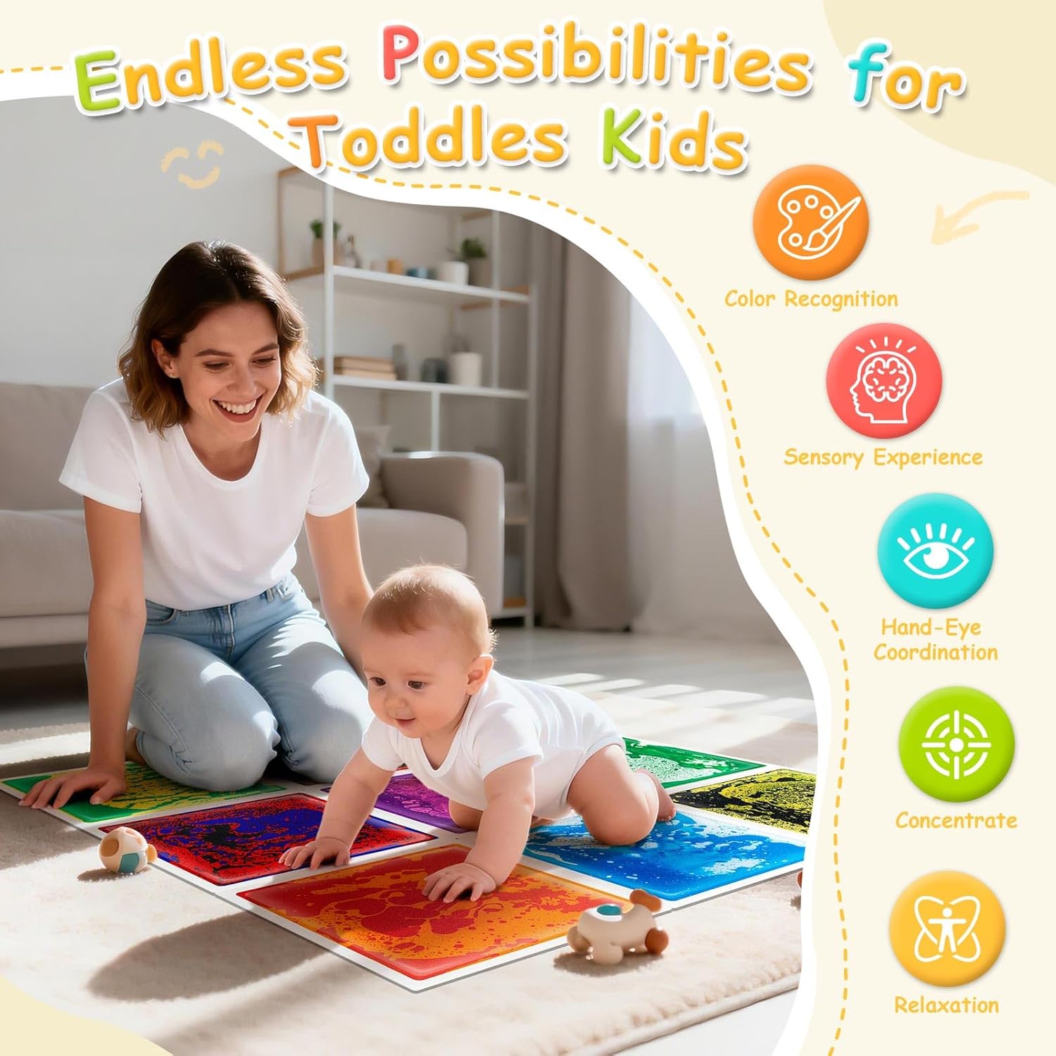 Art3d Liquid Fusion Activity Play Centers for Children, Toddler, Teens, 12 X 12 Pack of 9 Tiles