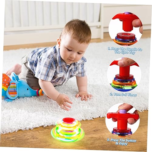 Miniatura 8 de Toyvian 3 piezas de juguetes giratorios iluminados con luces LED intermitentes y juguetes de giroscopio intermitentes eléctricos con luces LED