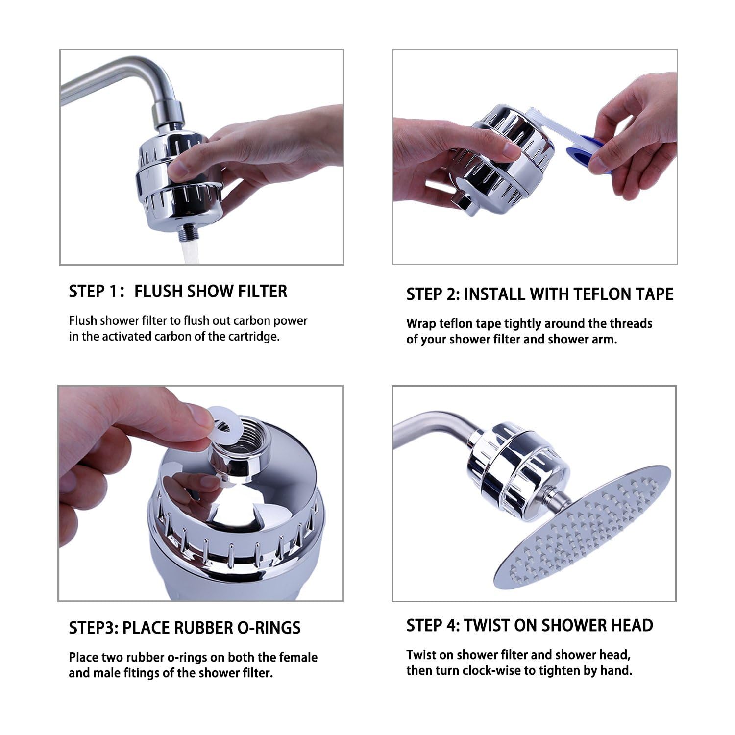 Filtro Anticalcare Doccia con Due Cartucce Di Ricambio, Filtro Acqua Doccia Universale per Acqua Dura, Rimuove Odori, Cloro e Calcare - Filtriacquaitalia