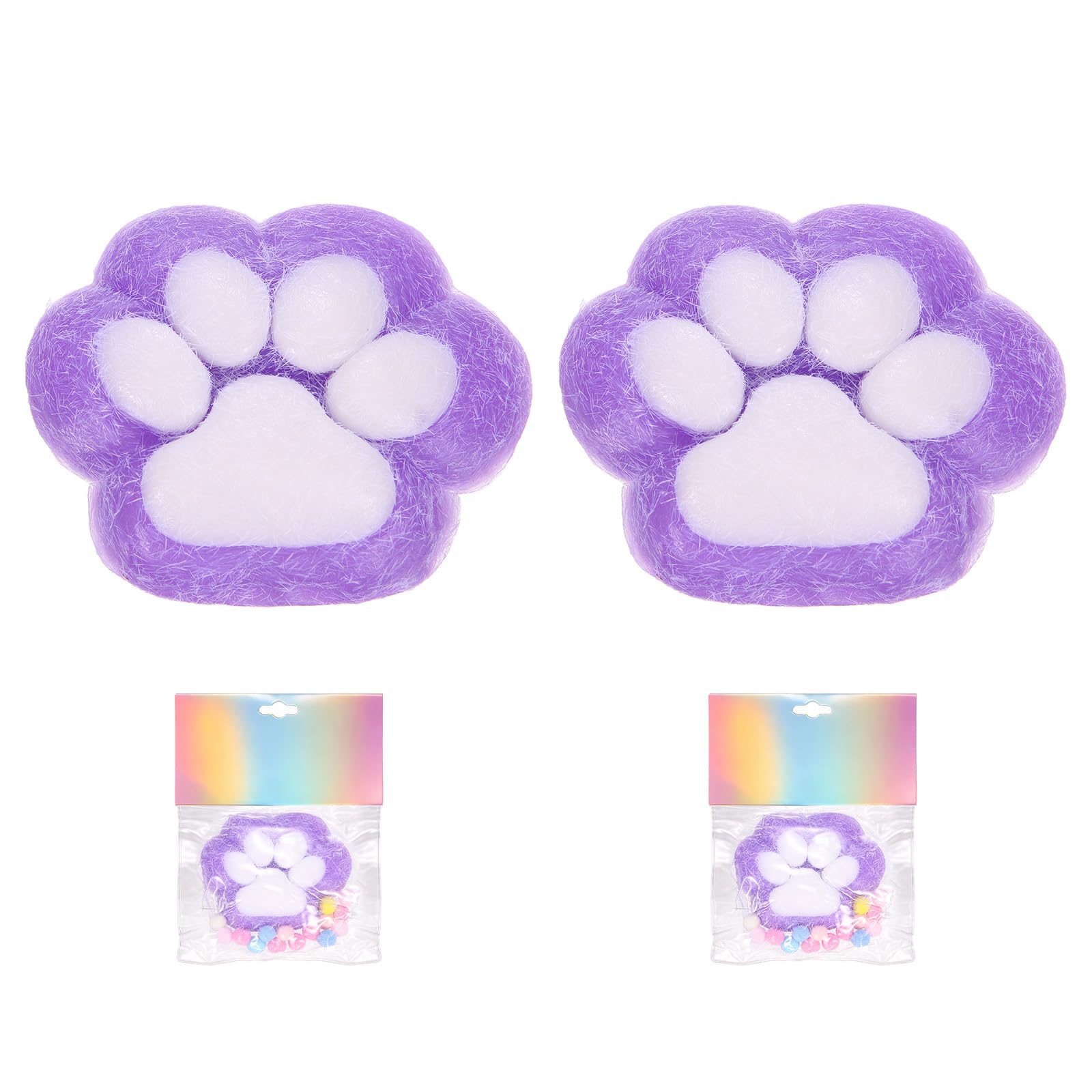 sourcing map 3 Inch Cat Paw Squeeze Toy, Cute Cat Paw Sensory Toy Soft Funny Fidget Toy Perfect for Stress Relieving, Party Favors & Birthday Gifts (Purple, 2pcs)