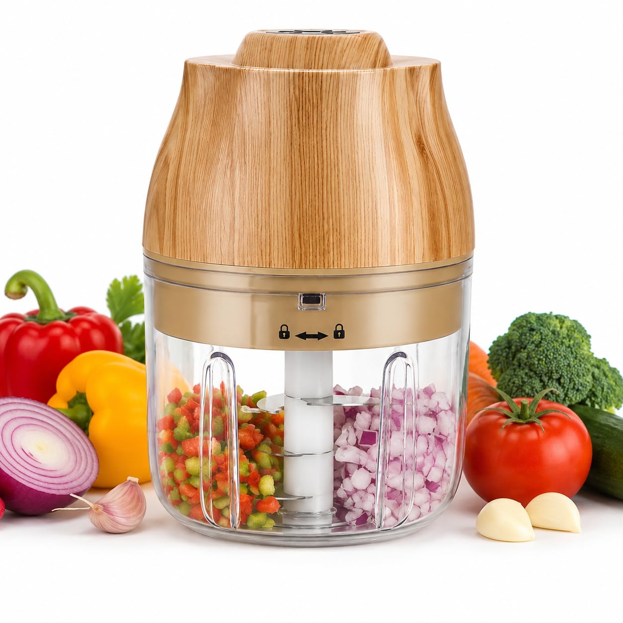 Think Home Essence Wireless Electric Food Chopper - Mini Portable Garlic & Vegetable Cutter with 304 Stainless Steel Blades, Waterproof Type-C Rechargeable Garlic Press with Child Lock