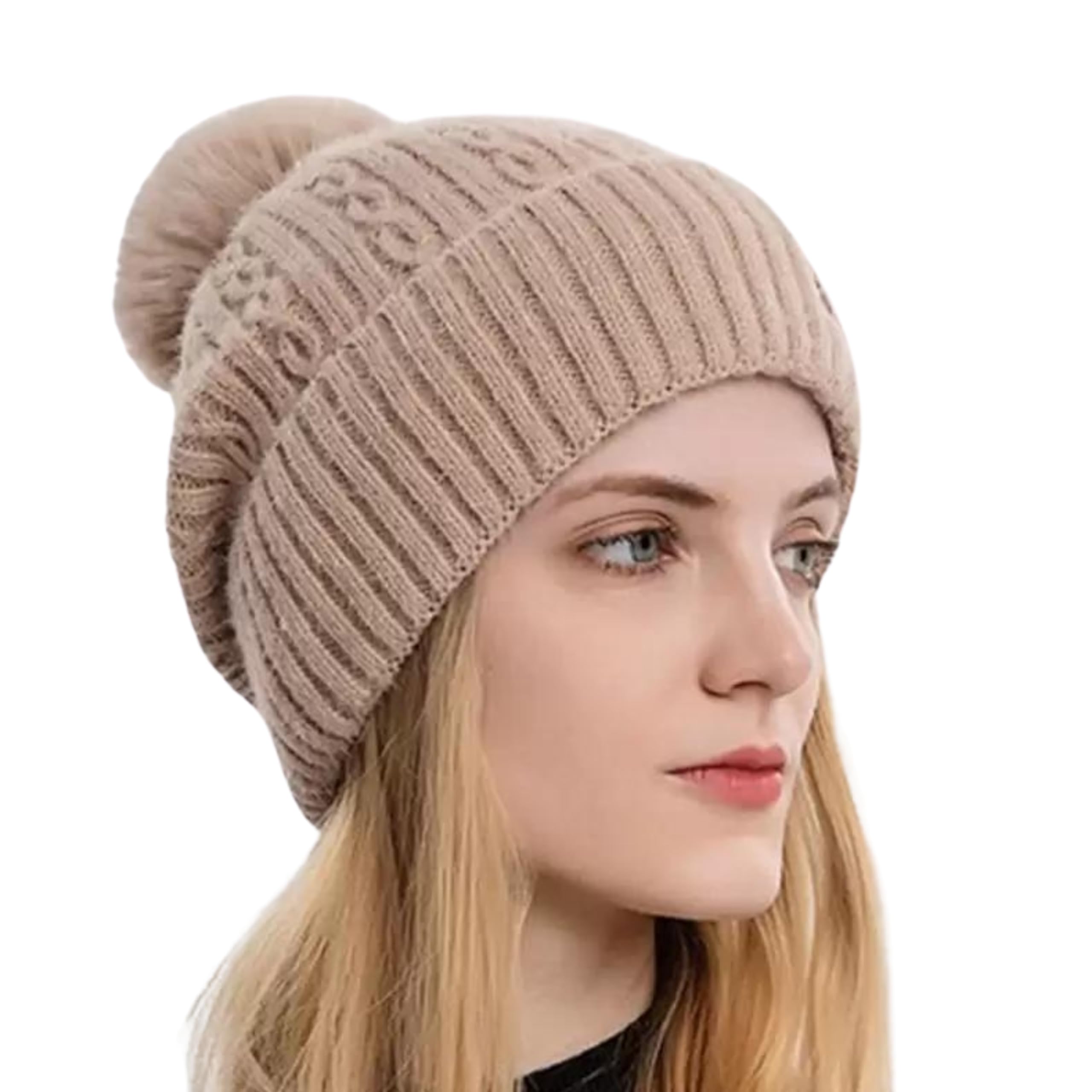 Tomorrow Winter Beanie for Women and Girls - Stay Warm and Stylish with Our Cute Pom Pom Beanie - Fleece Lined, Soft Knit, and Trendy Winter Fashion Hat