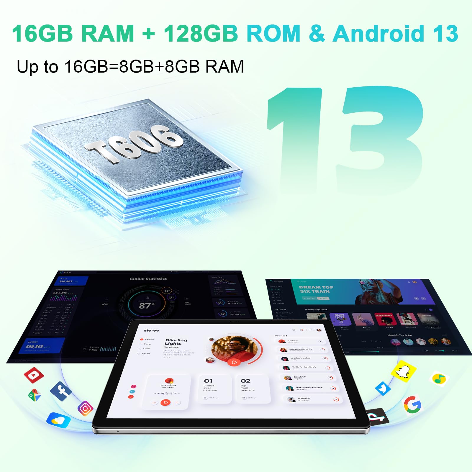 Blackview Tab 80 Tablet 10.1 Inch Android 13 Tablets 16GB+128GB/TF