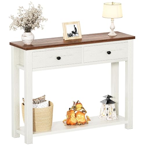 Homieasy Farmhouse Console Table with 2 Drawers, 32 Inch Small