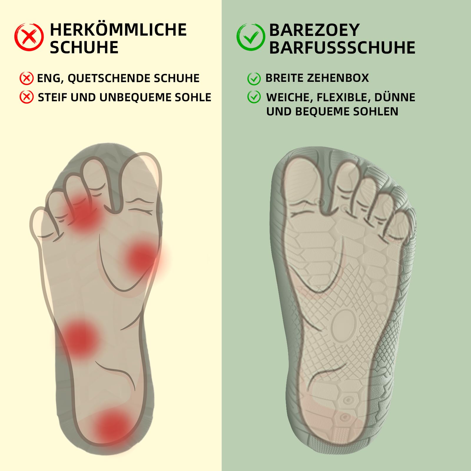 Chaussures Pieds Nus pour Femme - Chaussures Aquatiques saines et Confortables - Chaussures Aquatiques - Chaussures de Plage - Bout Large - Chaussures de Trail - Chaussures de Fitness