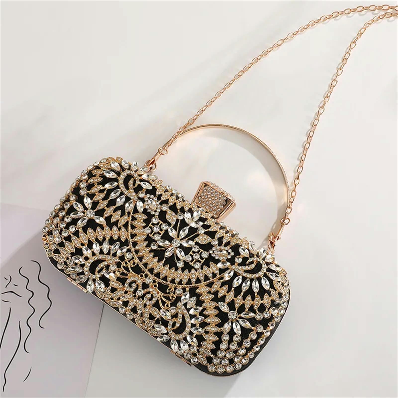 Pochette Donna da Borsa Borse da Sera Mini Hollow Dinner Bags Abito da Donna Clutch Bags Bridal Wedding Banquet Borse A Mano-Champagne