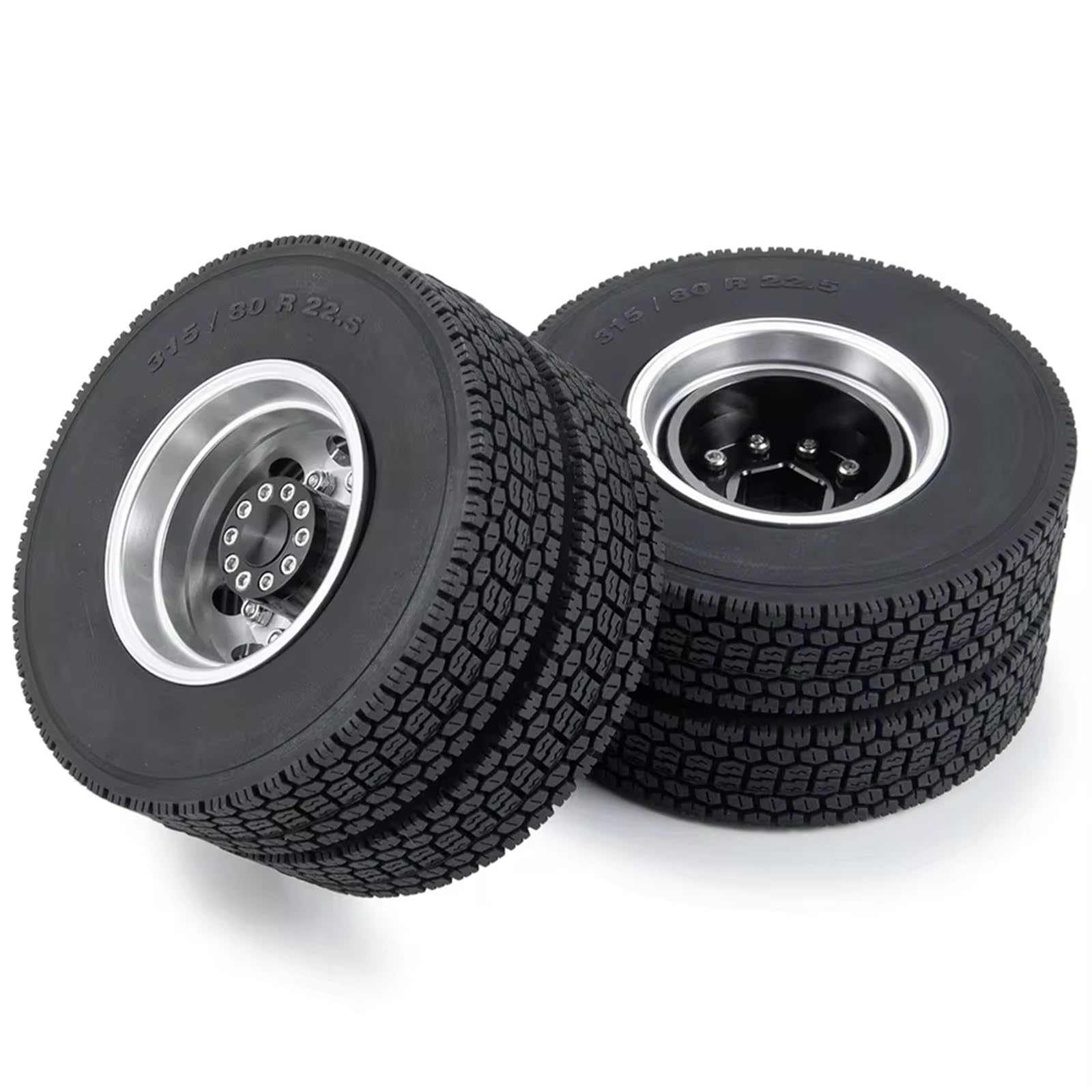 RC-Autoteile Zubehör Für Tamiya 4 Stück 1/14 RC Auto Traktor LKW Anhänger Fracht LKW Räder Teile Hinterrad Felgennabe Und Gummireifen Kit