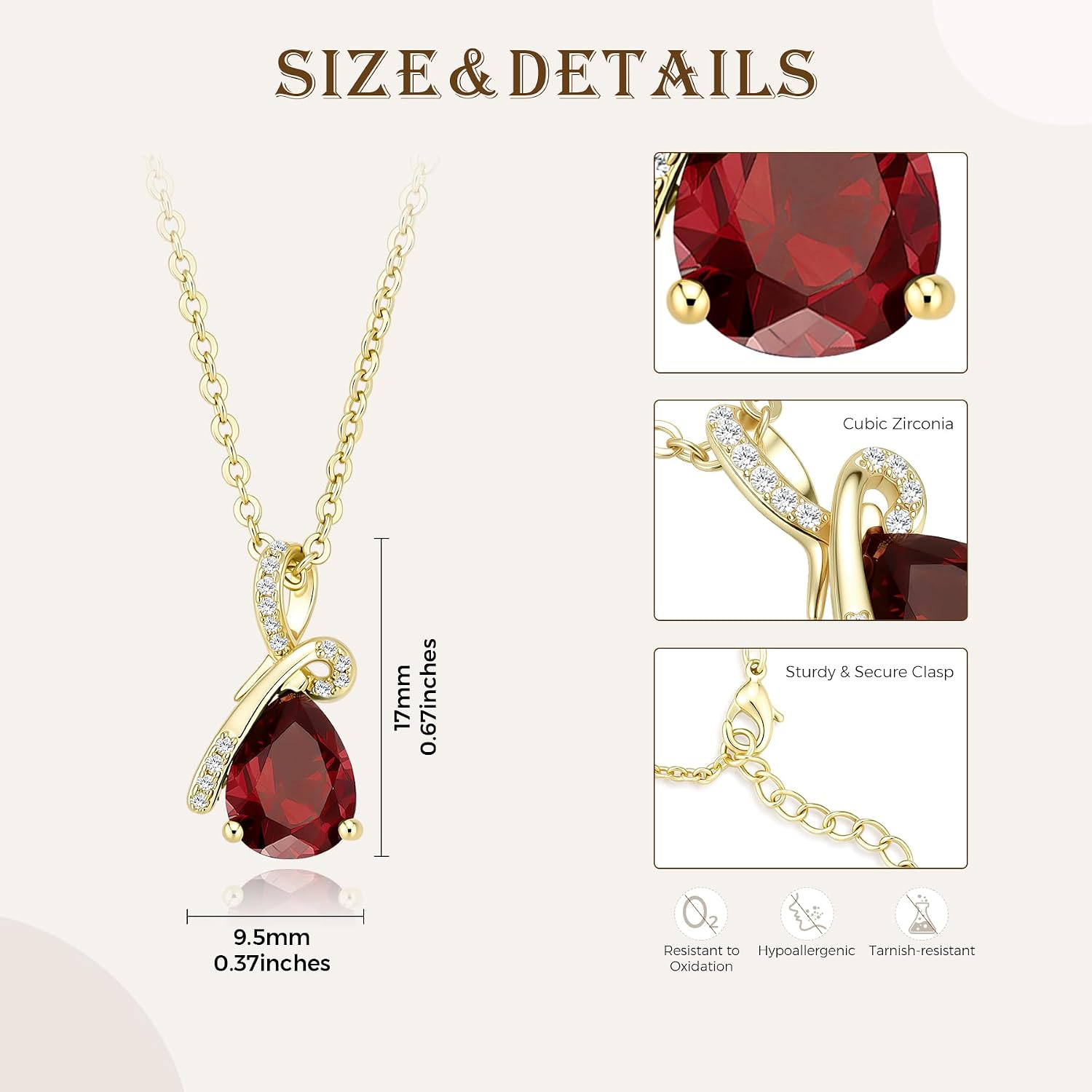 14K Gold Plated Necklace for Women Gemstone Teardrop Necklace 14K Gold Plated Infinity Birthday Gifts for Women 18"+2" Inches