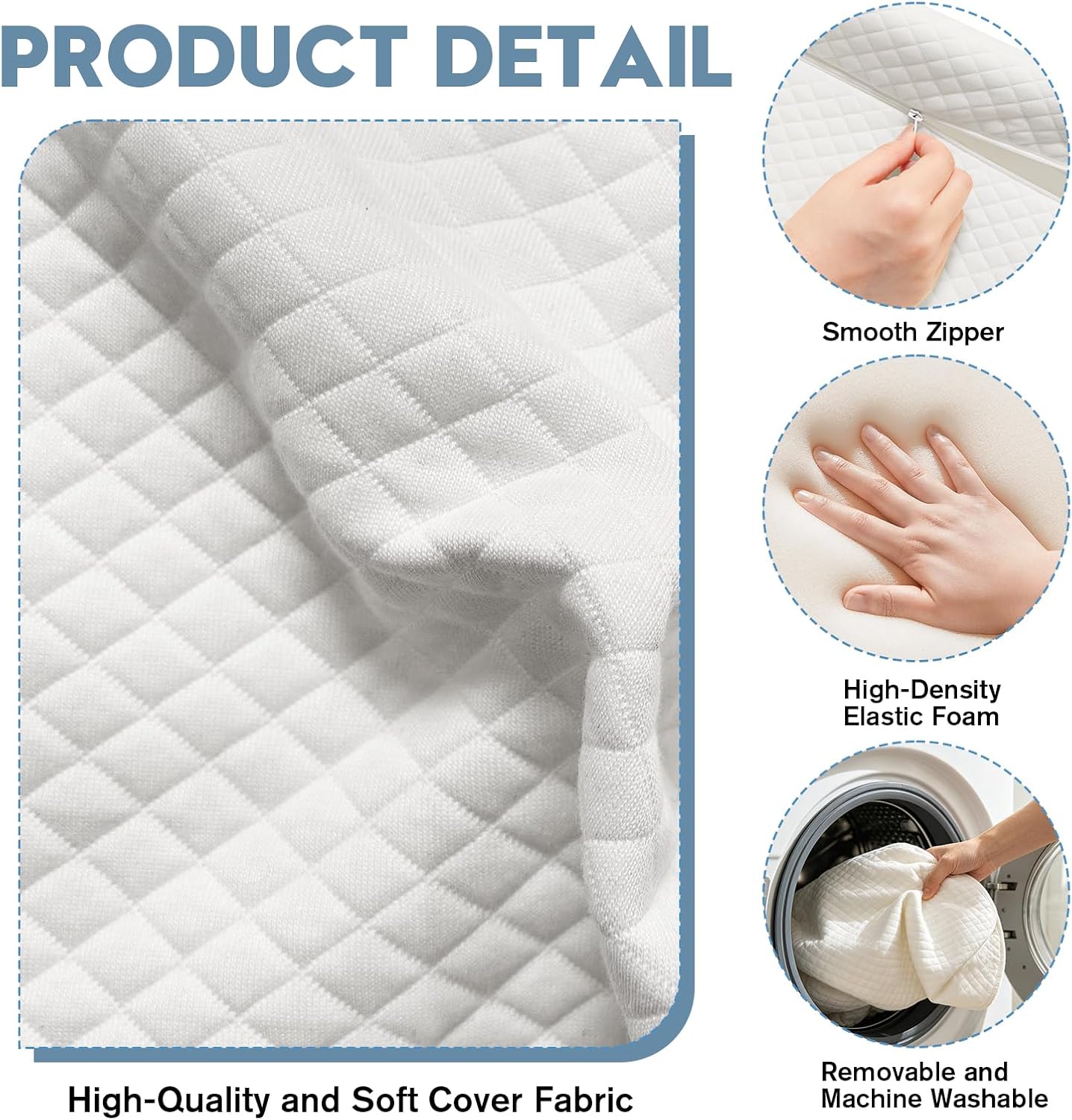 Queen Size Wedge Pillow for Headboard, Mattress Wedge Bed Gap Filler with High-Density Foam and Removable Washable Cover, Prevents Items from Falling