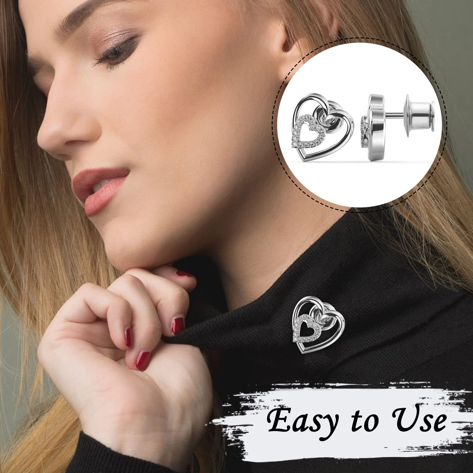 YGAOHF 60PCS Locking Pin Backs for Enamel Pins, Secure Pin Backs, Copper Pin Backs Locking, Silver Pin Keepers Locking Clasp, Pin Locks for Backpack, Brooches, Pins, Insignia, Name Tag, Display Books