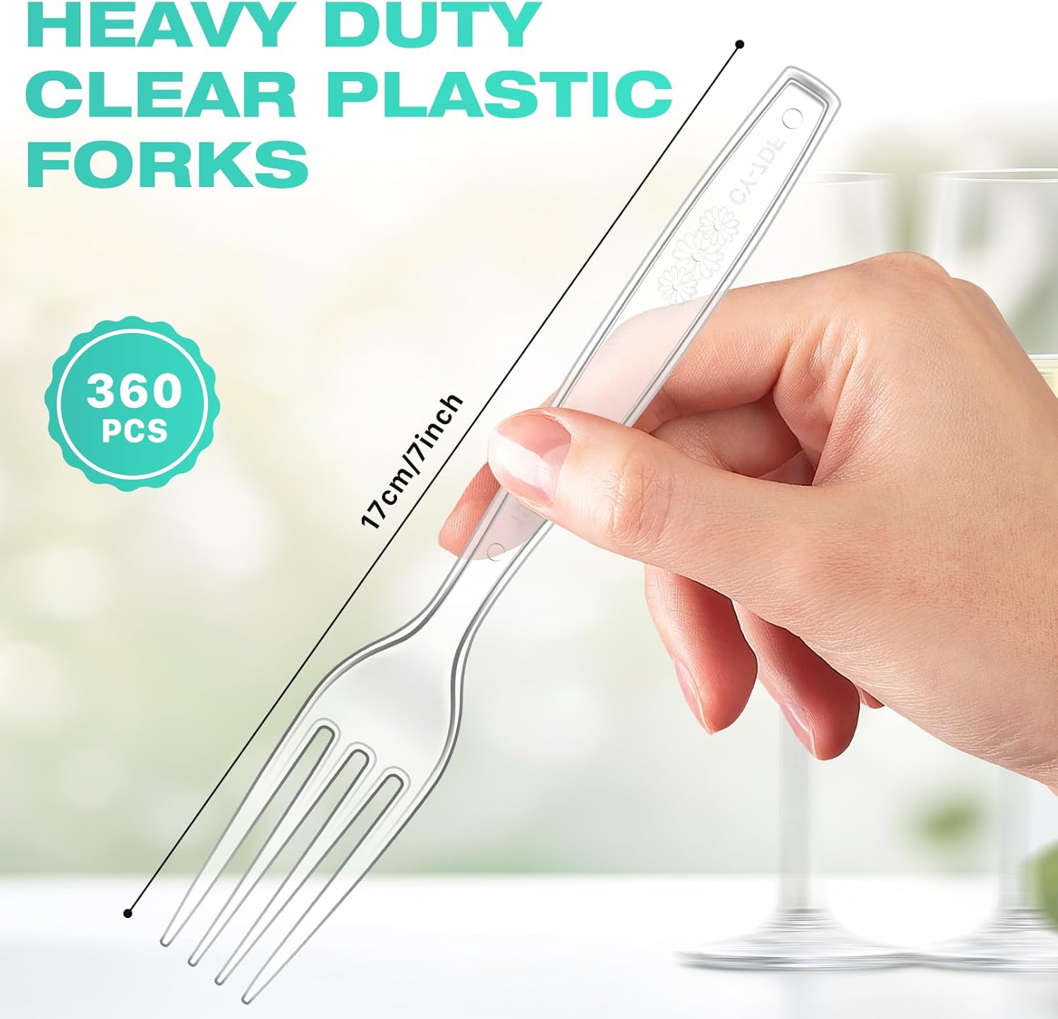 360Pcs Clear Plastic Forks, Heavy Duty Disposable Forks, 7 inch Small Dessert Fork,Small Clear Fork for Parties Restaurants and Everyday Use - Image 2