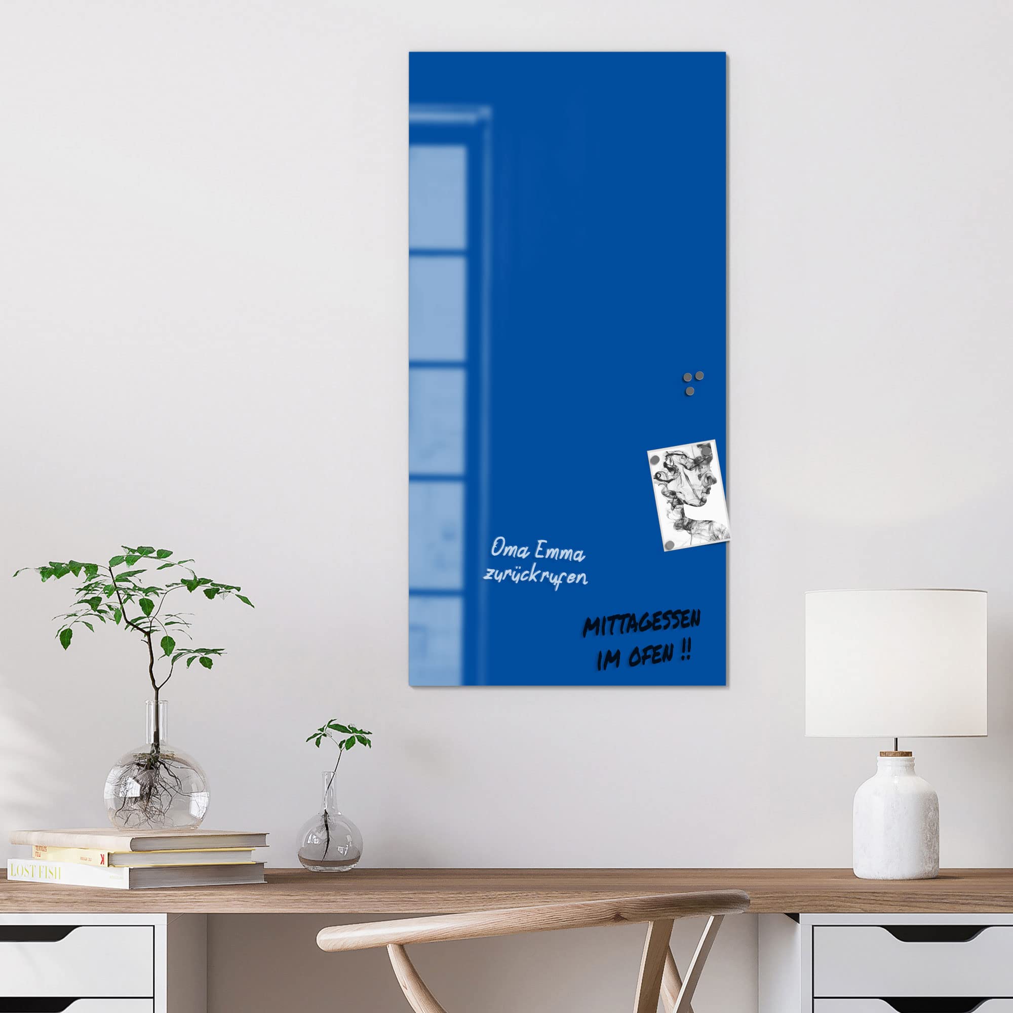 DEQORI Glazen magneetbord | 50x50 cm groot | effen kleuren - oranje | memobord van glas | magneetbord incl. magneten, pen & doek voor keuken & kantoor | bord magnetisch & beschrijfbaar