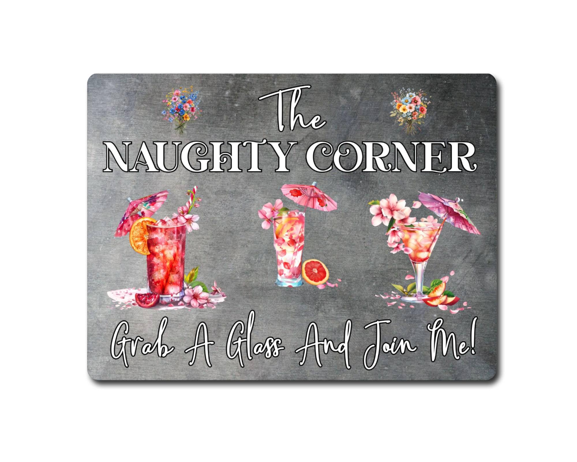 Decalarama Vibrant Colors Drink Metal Sign Gift – The Naughty Corner Grab A Glass And Join Me – Family Fun Alcohol Novelty Aluminium Present