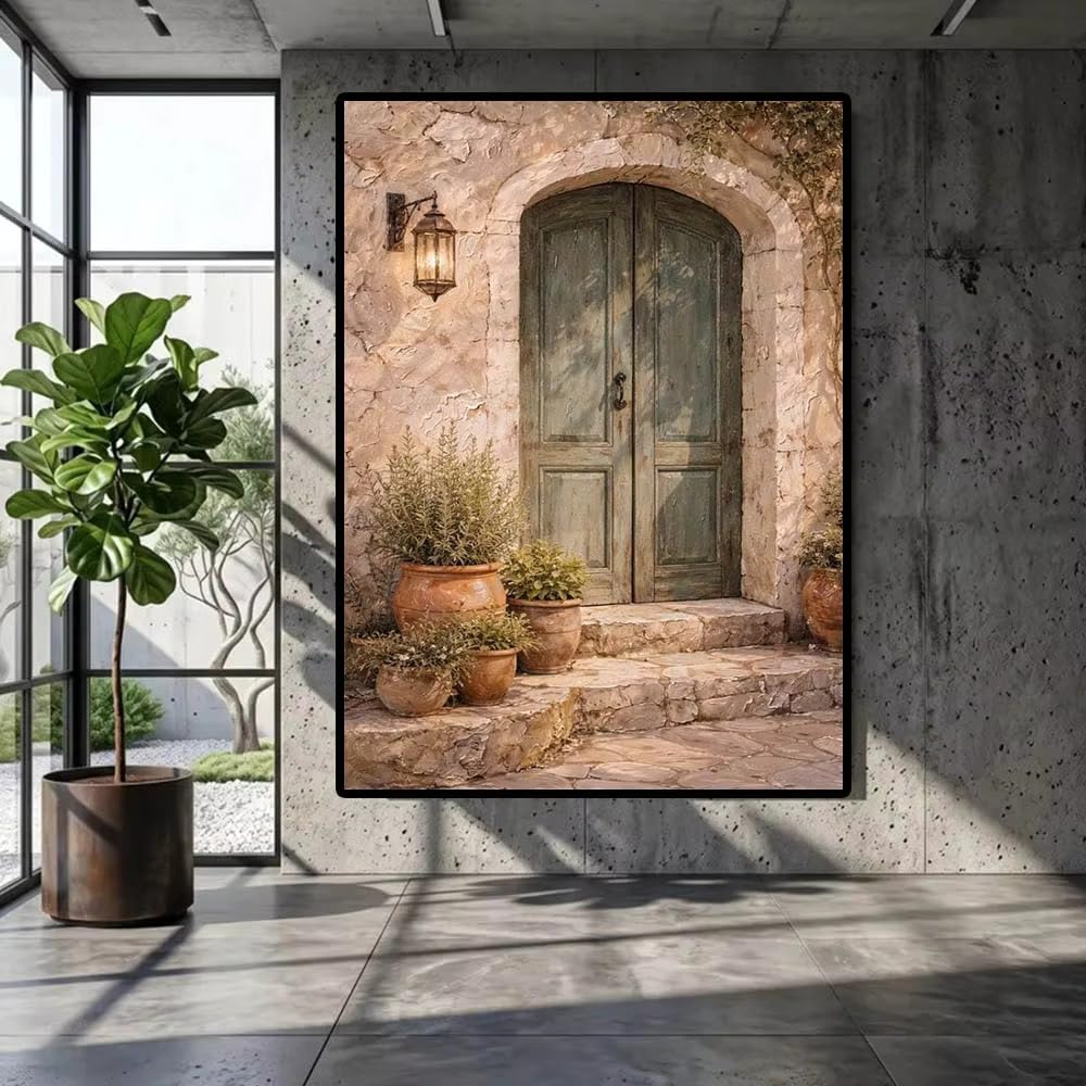 GOSRD Cuadro impreso en lienzo, acuarela vintage, naturaleza muerta, decoración de pared para habitación costera (60x90CM/marco interno)