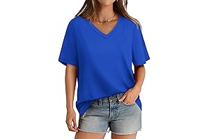 Trendy 2024 V-Neck Royal Blue Shirts for Women
