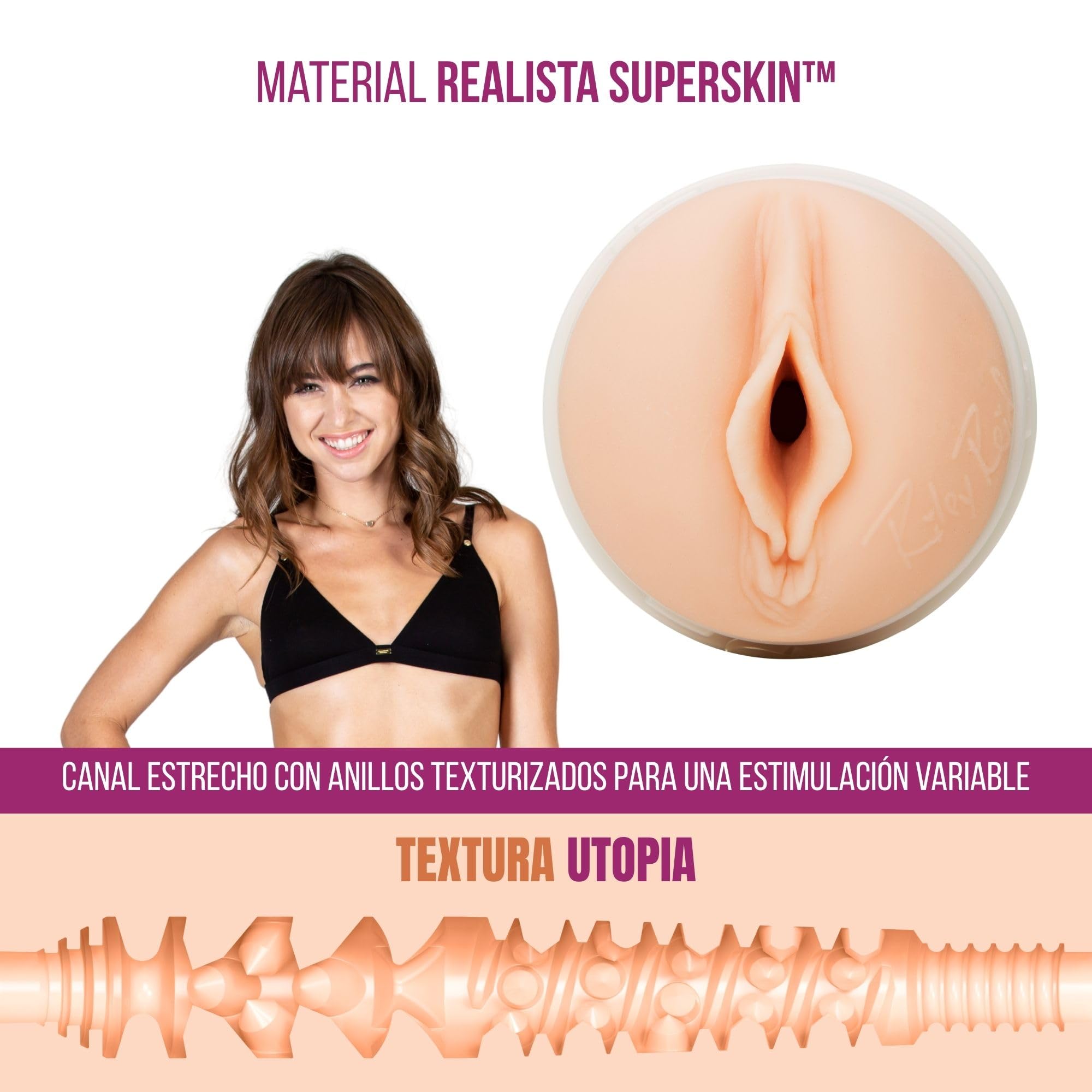 Fleshlight Riley Reid Utopia Masturbador Masculino SuperSkin Canal Estrecho Espiral Estrías