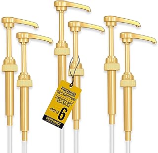 6 pack Coffee Syrup Pump Dispenser (Gold) - Compatible with Torani, Davinci and Skinny Syrup Bottles (750 ml 25.4 oz Bottles)