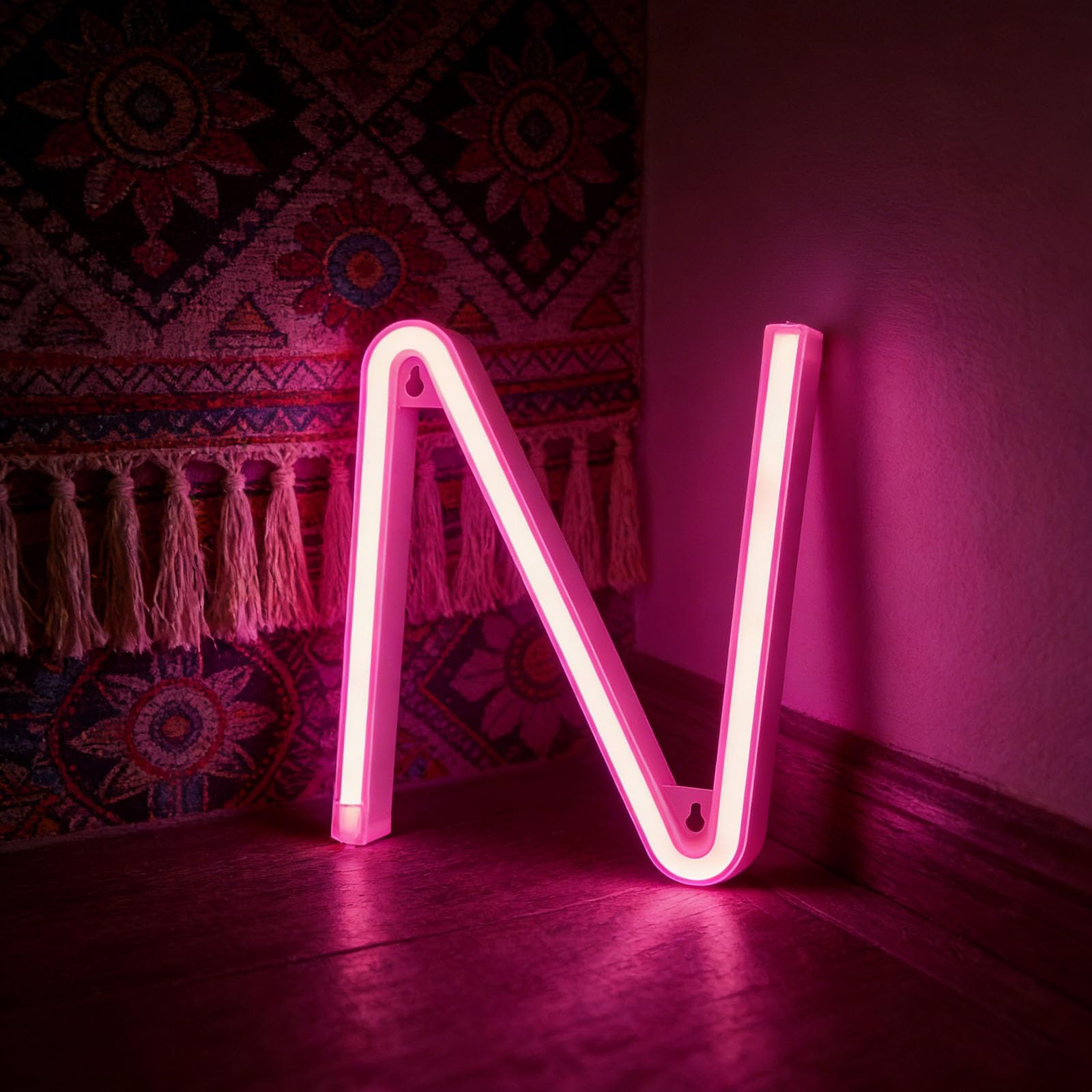 LED Letter Neon Lights Light Up Pink Neon Letters LED Alphabet Neon Letter Sign Lights Battery/USB Powered Neon Signs Words Night Lights for Wall Home Bar Christmas Birthday Party Wedding ( N ) — image 1