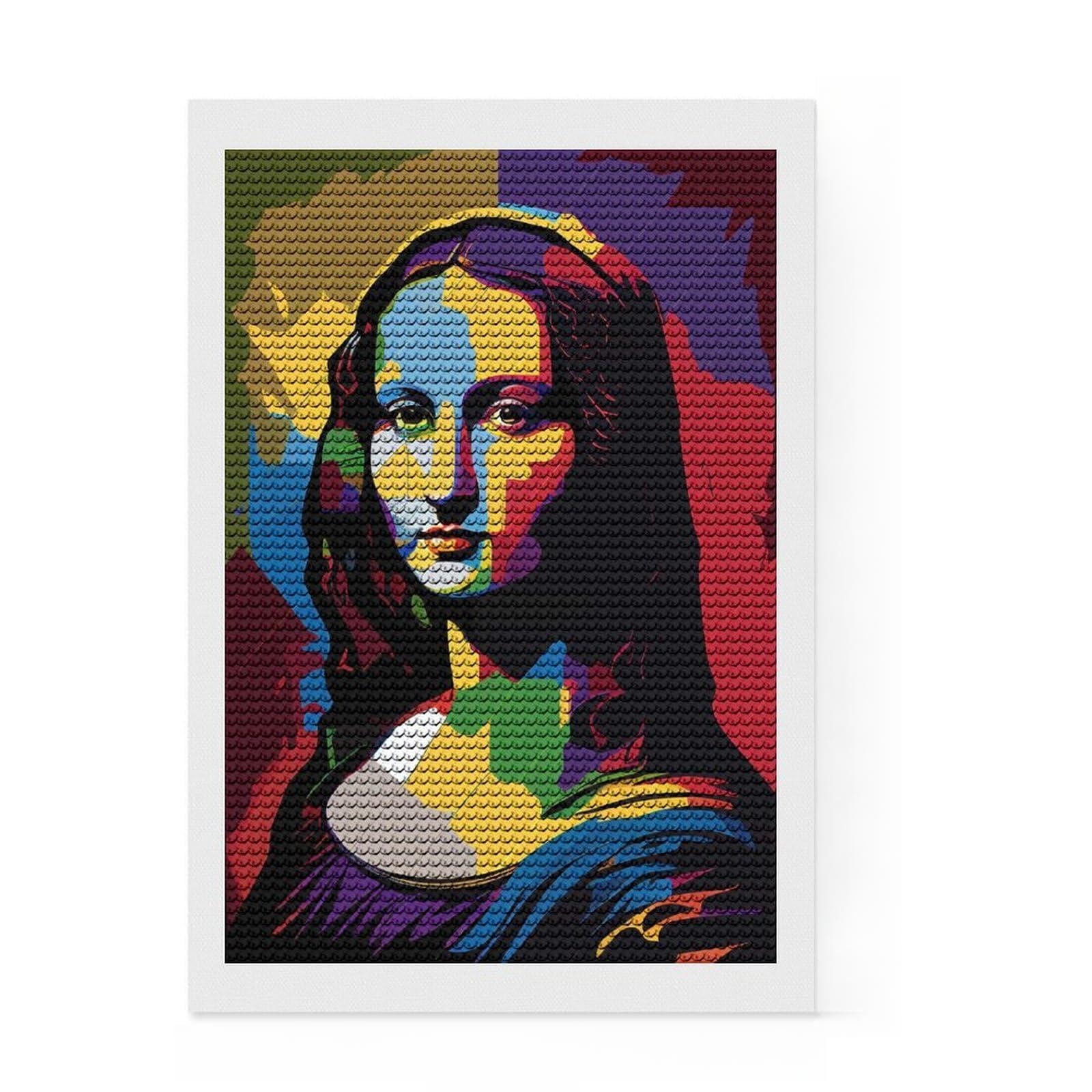 Junmoney Mona Lisa Pop Art Diamond Painting Set 8"x12", for Craft Lovers, Creative Leisure Activity, Farmhouse Decor, Holiday Gift Idea