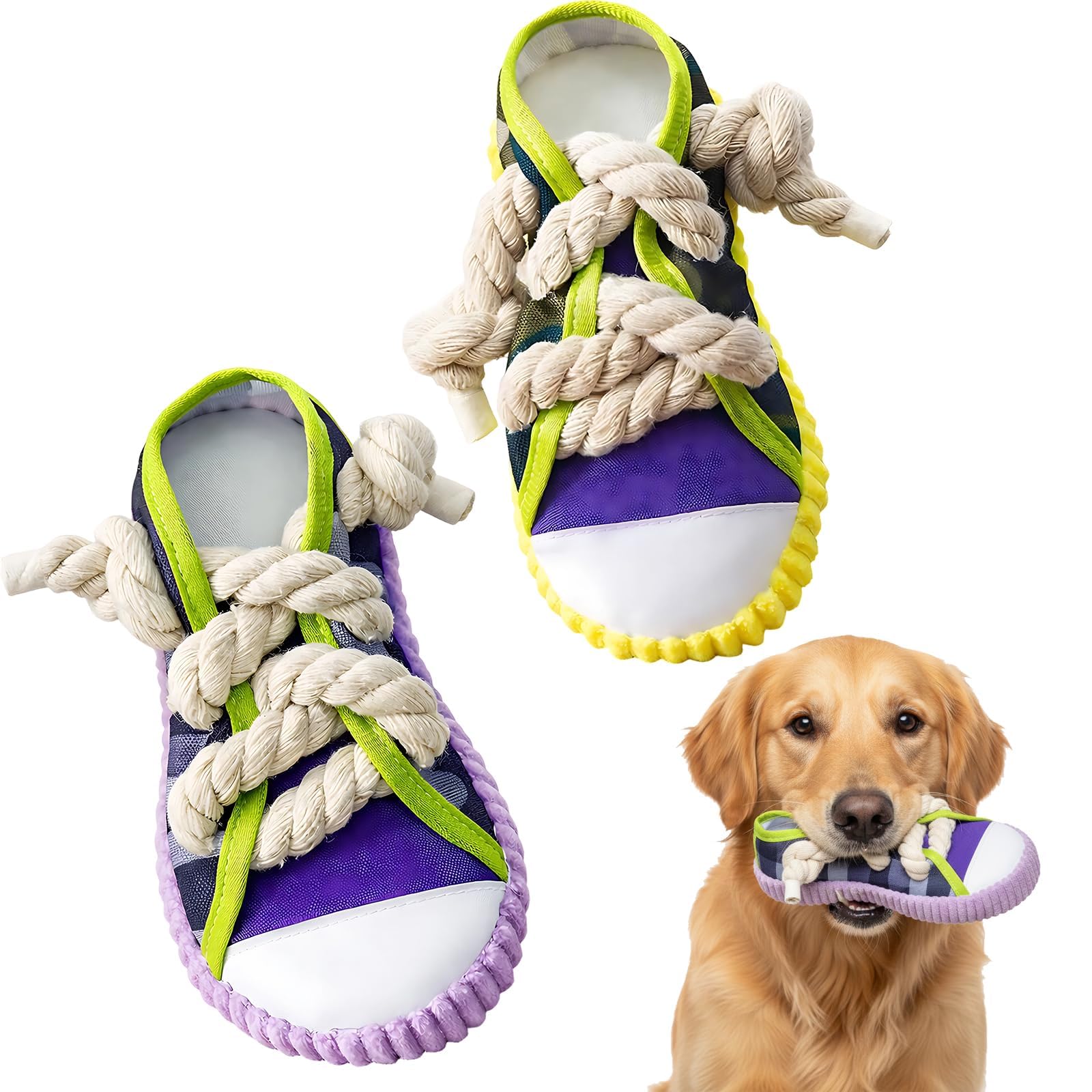 BAGUBDR 2Pcs Teething Tools for Puppies, Dog Teething Accessories, Puppy Teething Accessories for Chewing and Interactive Play (Purple and Yellow)