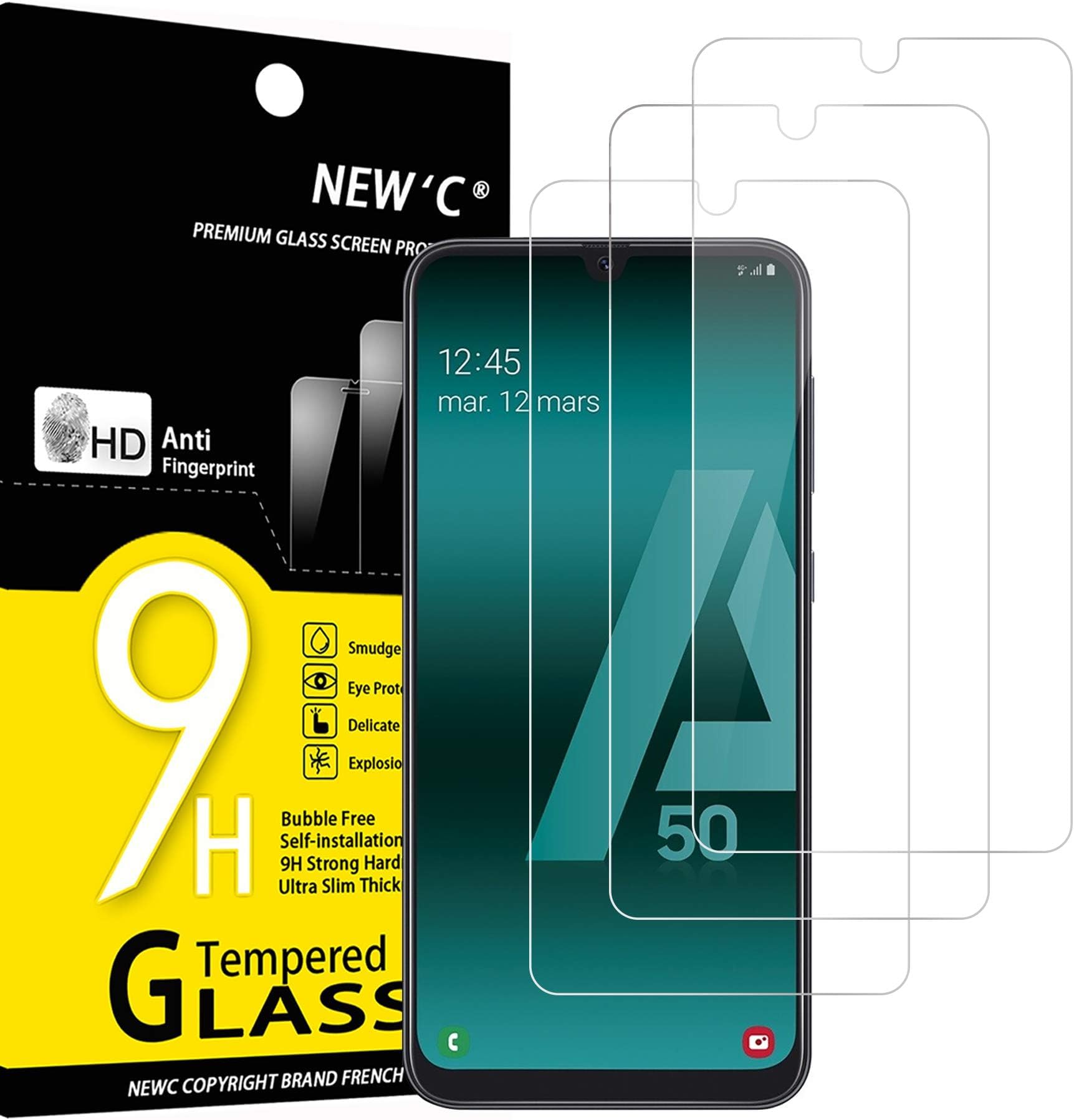 3 Pack Designed for Samsung Galaxy A50 (SM-A505F) Screen Protector Tempered Glass, Case Friendly Scratch Resistant,Bubble-Free, Ultra Resistant