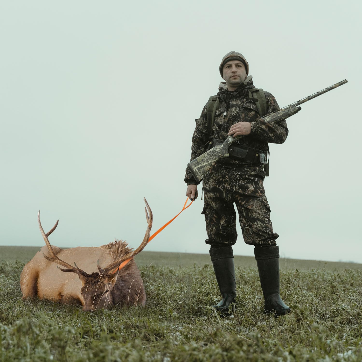 XIHIRCD Deer Drag 3 Piezas Naranja Arnés para Tirar de Venado con Lazo de Autobloqueo y Mango de Fácil Agarre Cuerda de Arrastre Accesorios de Caza