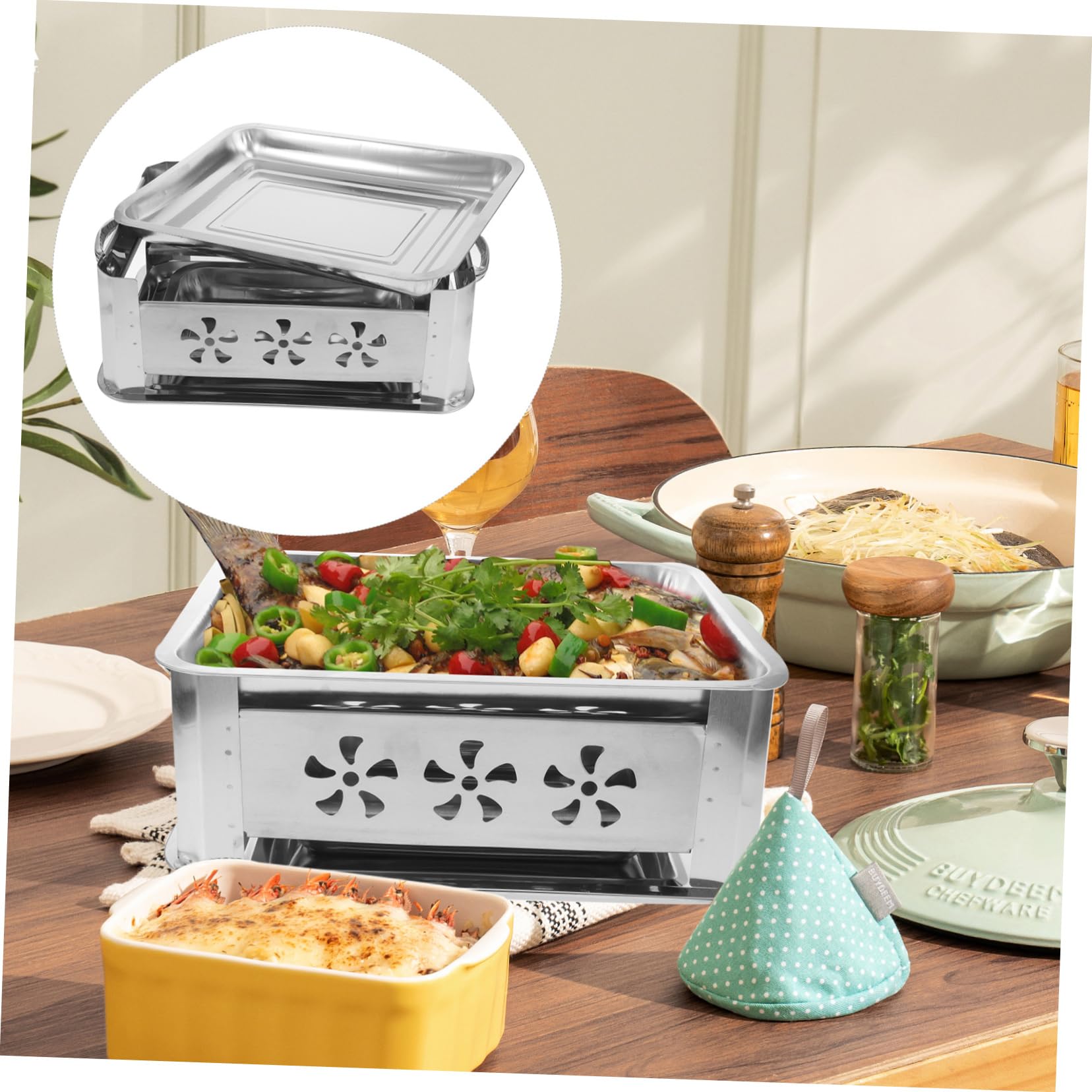 HANABASS Plato Grueso De Pescado Parrilla Bandeja De Buffet De Acero Inoxidable Plato Rectangular Para Servir Buffet Bandeja Plana Para Calentar Alimentos