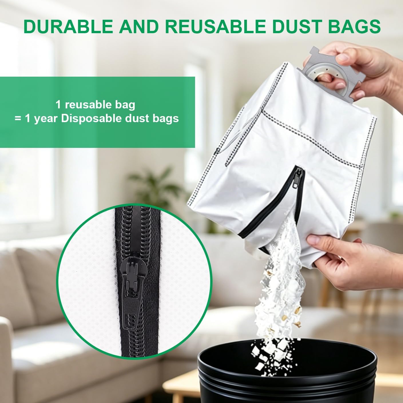 Reusuable Dust Bags for ECOVACS: Durable Dust Bags with Zip, Compatible with DEEBOT X9 PRO OMNI/ X8 PRO OMNI /T80 OMNI/T50 OMNI/T50 PRO OMNI/T50 PRO MAX/yeedi S14 Plus image 4