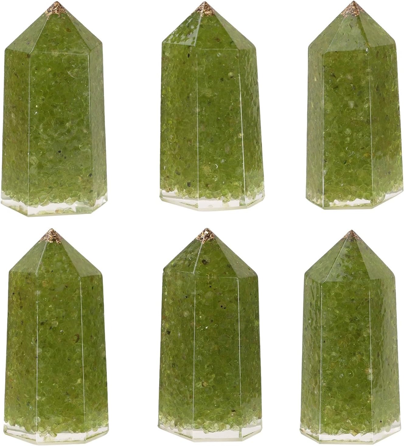 Pack of 2 Healing Crystal Wands Hexagonal Crystal Point for Meditation Wicca Chakra Balancing, Peridot