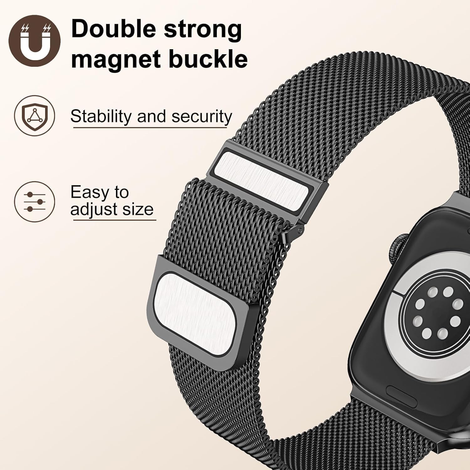 Cinturino Metallo Compatibile con Cinturino Apple Watch 44mm 40mm 41mm 42mm 45mm 46mm 49mm 38mm Donna Uomo, Aggiornato per iWatch Serie 11 10 9 8 7 6 5 4 3 2 1Ultra SE 3 2 1 con Doppio Magnetico