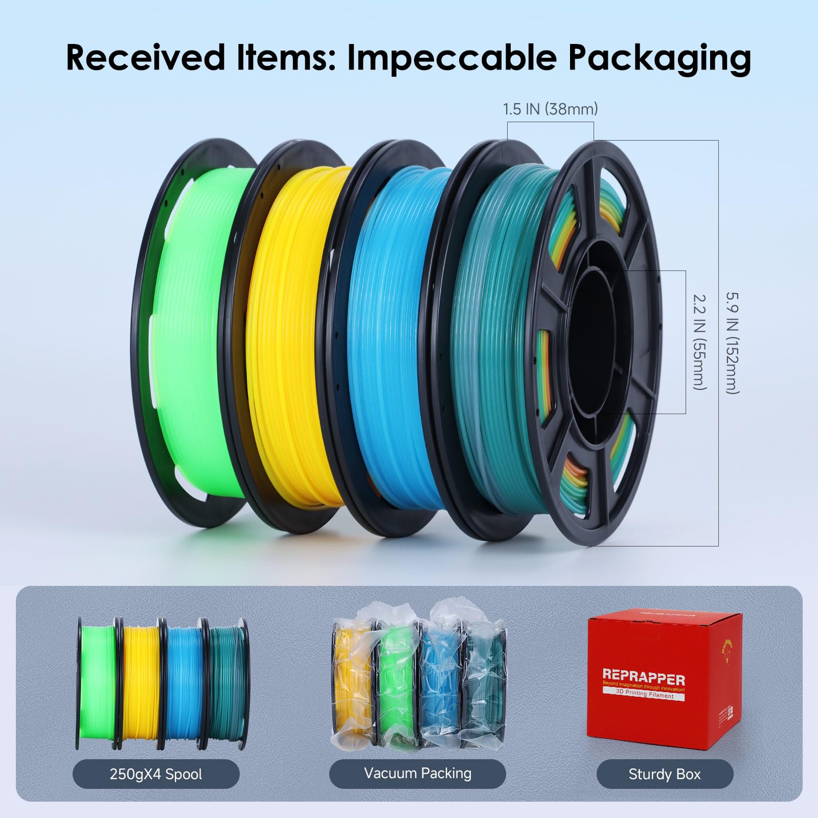 Amazon.com: RepRapper 4 x 250g Glow Colors Pack, Glow in the Dark