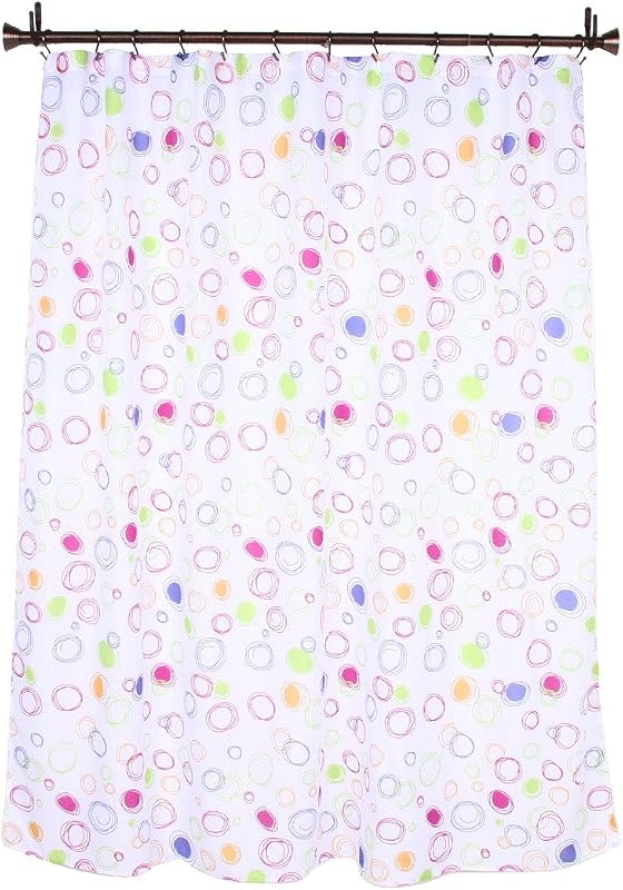 Cortina de ducha de tela Doodle para maestro, invitado, niños, baño de dormitorio universitario, 72" x 72", multicolor