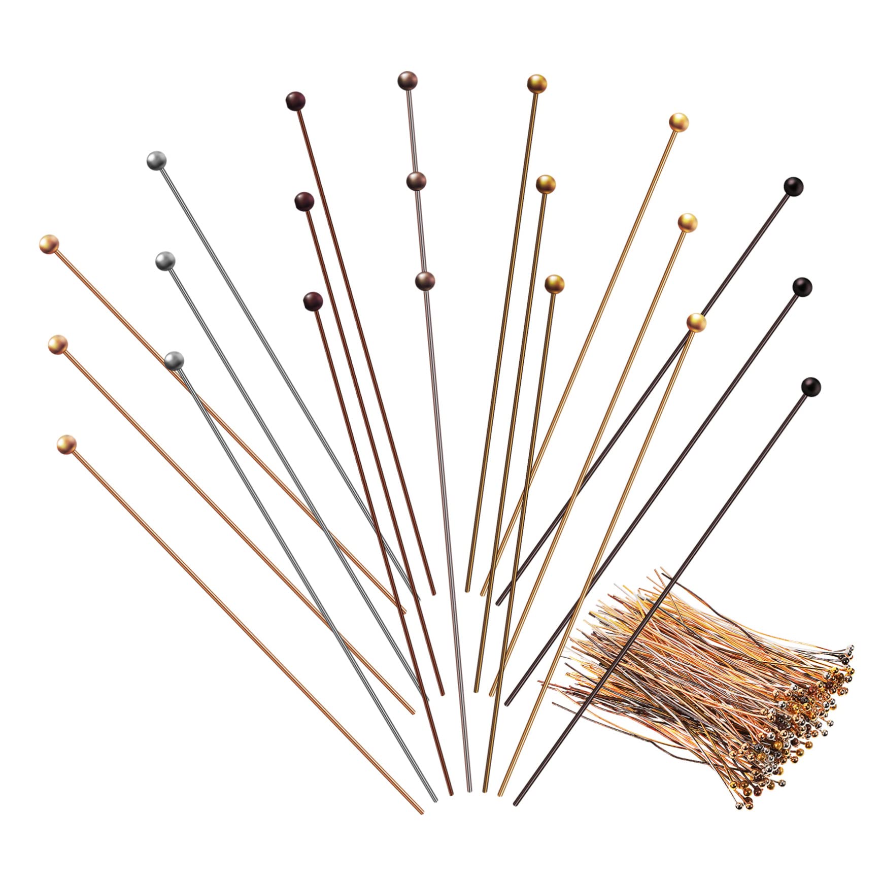 TOPPERFUN 3sets Bendable Set for Jewelry Making Brass Metal Crafts Round Ball Ends for Earring Pendant Bracelet Necklace 200pcs*3