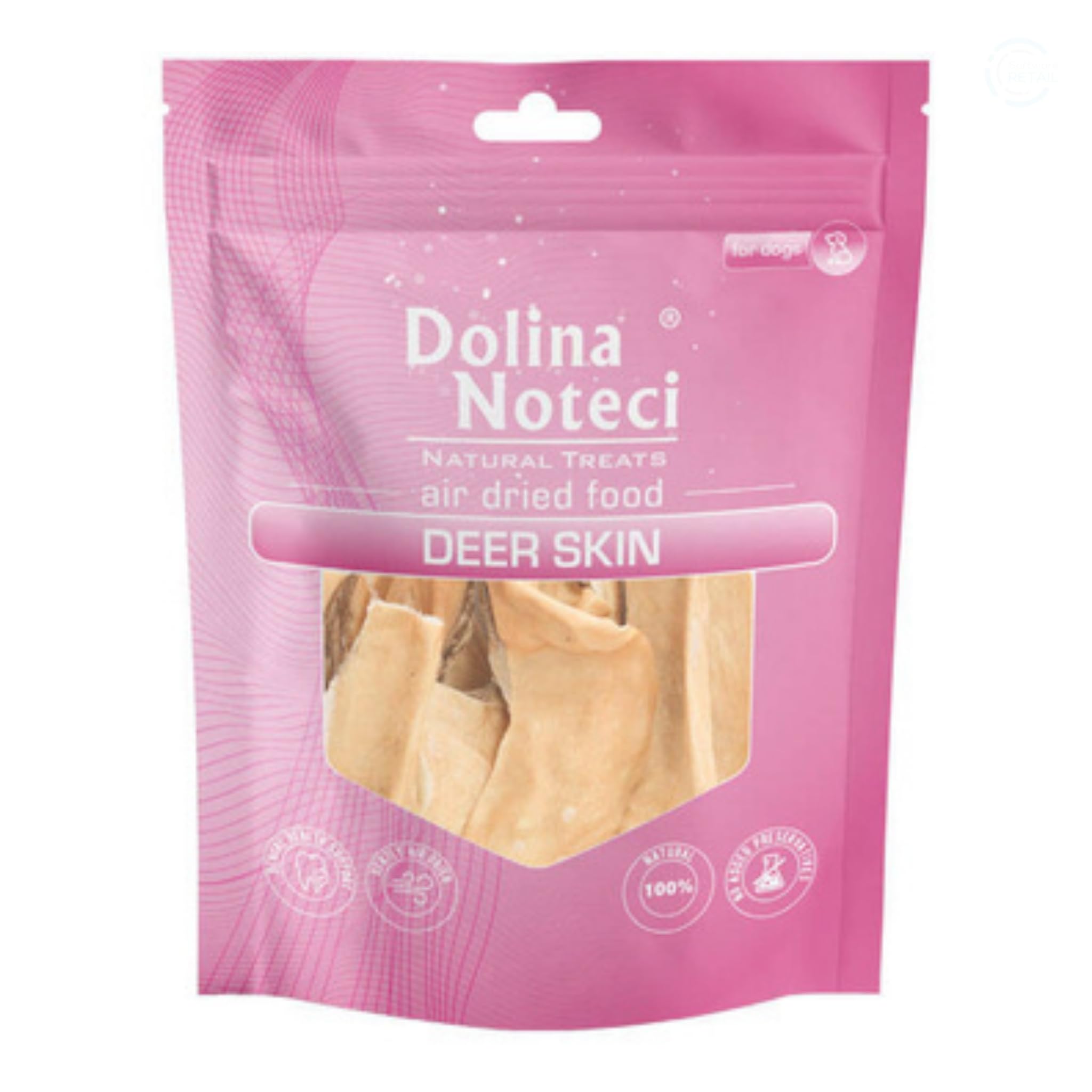 Dolina Noteci Premium Deer Skin for Dogs 100g - 100% Natural Low Fat Chewy Treats, Premium Grain-Free Dental Chews, High Protein Hypoallergenic Rewards for Small Medium Large Breeds