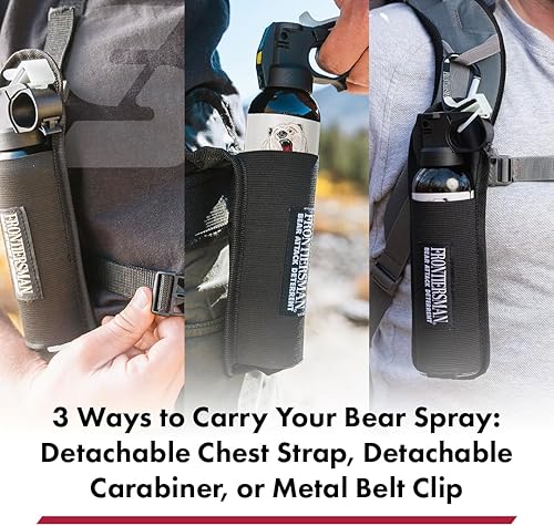 Miniatura 4 de SABRE Frontiersman Bear Spray Holster for 7.9 & 9.2 Oz. Canisters, Nylon Chest, Belt, Waist, & 3-in-1 Options Available, Adjustable Straps, Strong