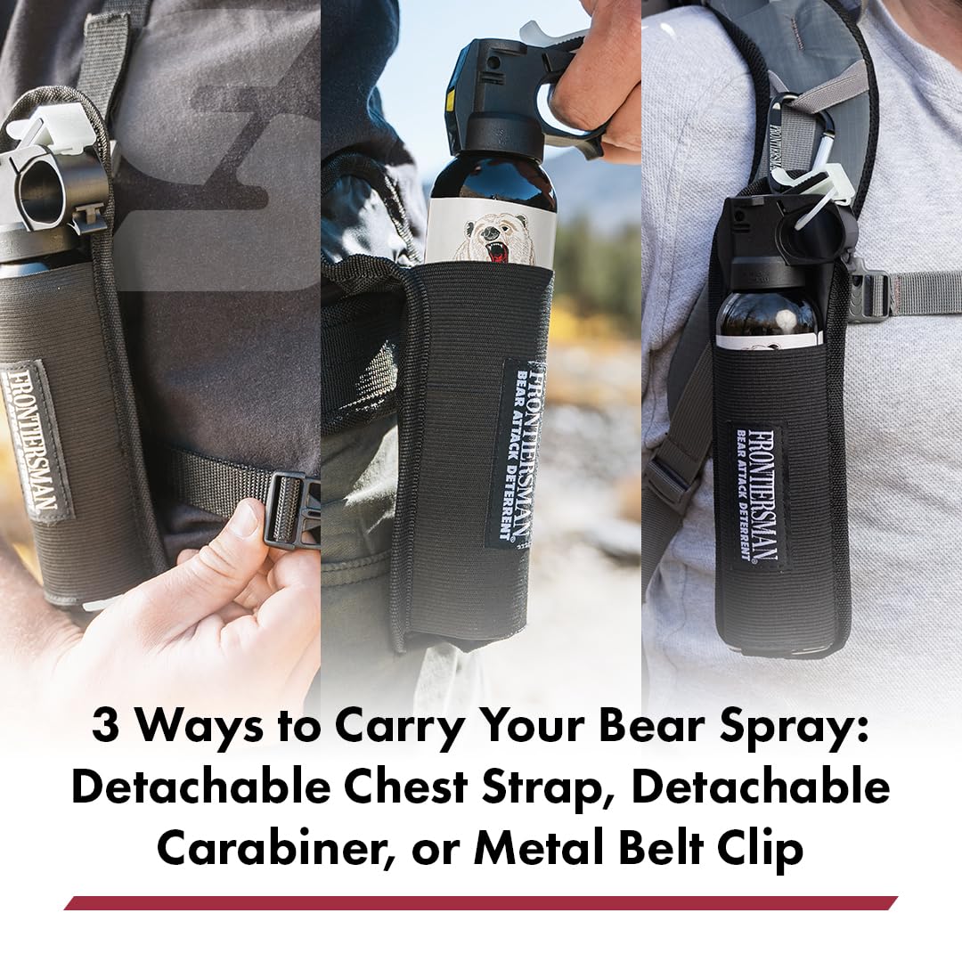 Sabre Frontiersman Bear - Funda en Aerosol para Botes de 7.9 y 260.8 g, Pecho de Nailon, cinturón, Cintura y Opciones 3 en 1 Disponibles, Correas Ajustables, elástico Fuerte Que Evita la pérdida del