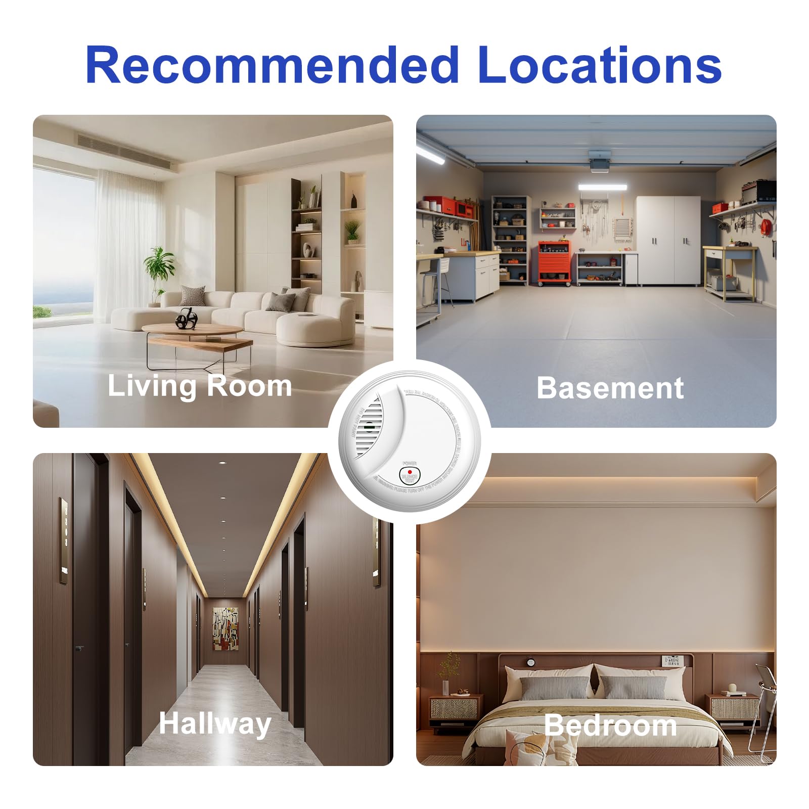 Détecteur de Fumée WiFi Intelligent avec Batterie au Remplaçable, Notification d'App, Fonction silencieuse et Auto-Test, EN14604, Alarme 85 dB, Alarme Incendie WiFi Compatible avec Tuya/Smart Life APP
