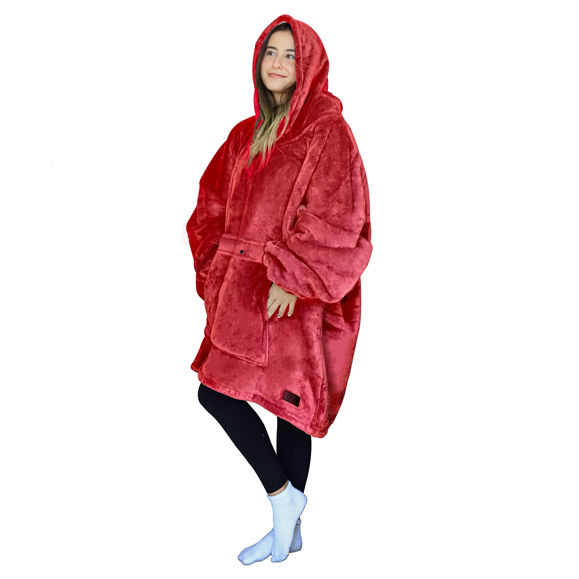Tirrinia Oversized Blanket Hoodie, Wearable Fluffy Sherpa Blankets, Cozy Sweatshirt Throw Gift for Adult Women Men Girlfriend