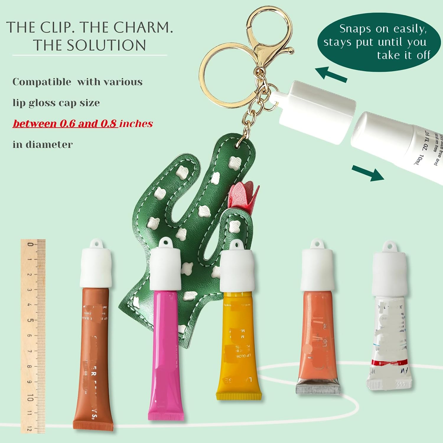 Lip Gloss Keychain, Lip Balm Holder Keychains, Cactus Decor Keychain Cap image 2