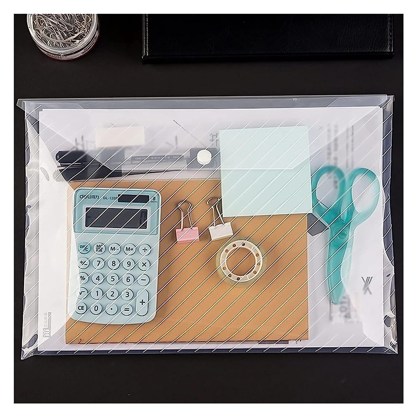 Cartella portadocumenti, cartelle A4 documenti, borsa portadocumenti spessa trasparente impermeabile A4 a scatto in plastica con chiusura a scatto, borsa per informazioni, cartella per ufficio, 30/50