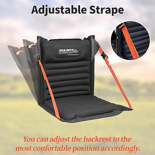 Miniatura 4 de EULANT Asientos plegables inflables ligeros para silla de camping con soporte trasero y correas ajustables, sillas plegables para camping,