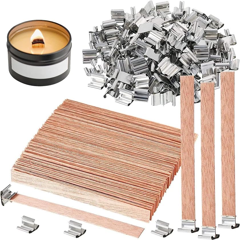 Smello Wooden Wick with Tab | Wooden Wick for Candle Making | Wicks with Metal Base | Clean Burn & Crackling Sound | Great for Soy & Beeswax Candle Making! (H 13cm x L 1.30cm, 10)-image-29