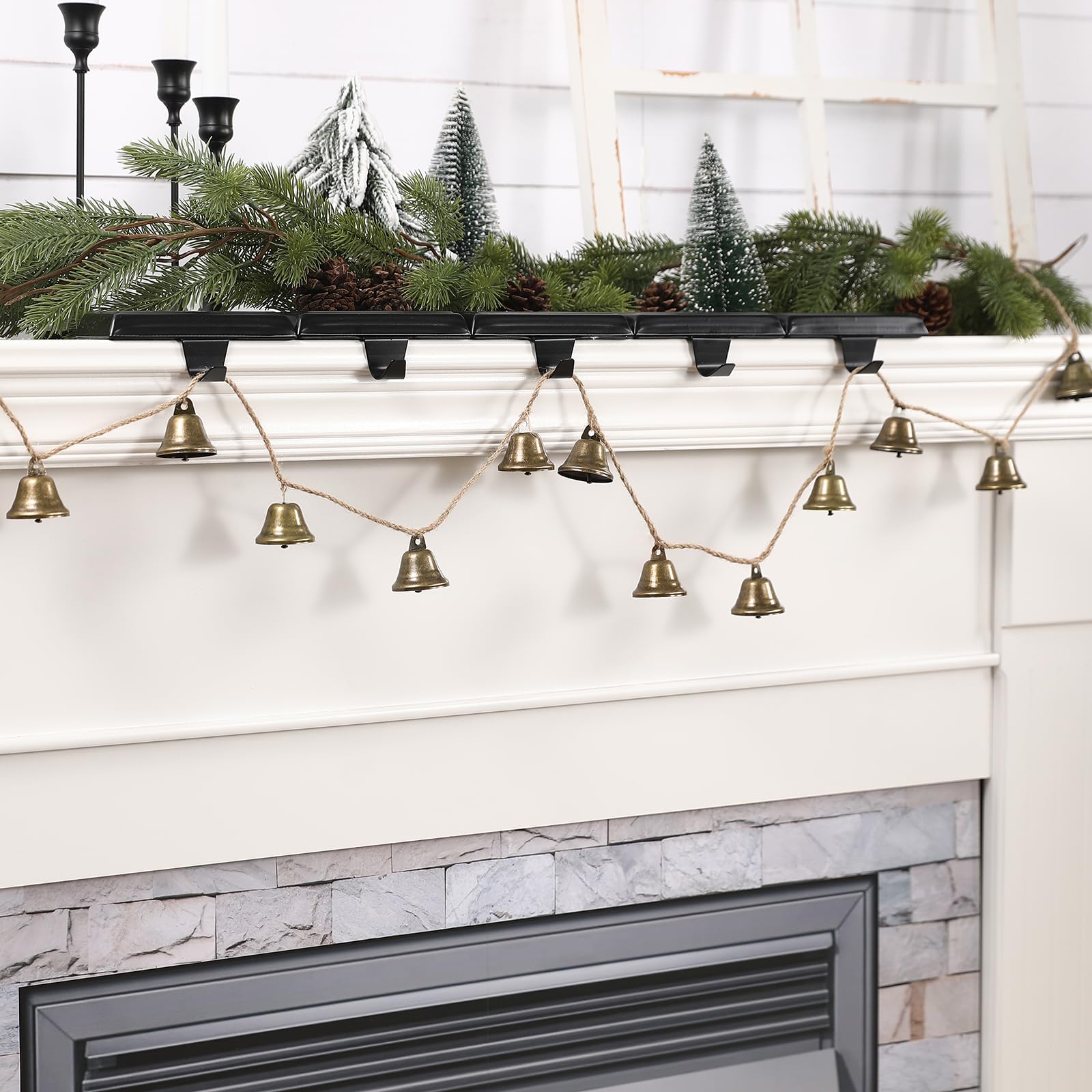 Rustic Bells Christmas Garland Banner - Jute & Copper Bell Decor For Tree & Mantle