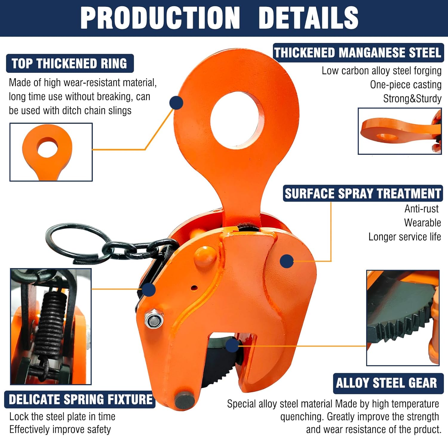 2 Ton 4400 lbs Vertical Plate Lifting Clamp, Heavy Duty Sheet Metal Lifting Clamp for Welding and Building, Metal Steel Plate Lifting Clamps with 1.18 Inch Jaw Opening