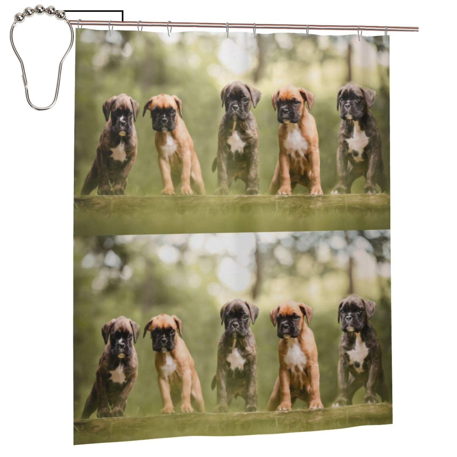 Hyaszst Bath Curtain Waterproof Fabric Home Decor Shower Curtains,Boxer Dogs Puppies Pets Family Dogs